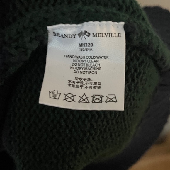 Brandy Melville Dark Green & Navy Thick Stripe Crewneck Sweater Briana Sweater - Picture 4 of 5